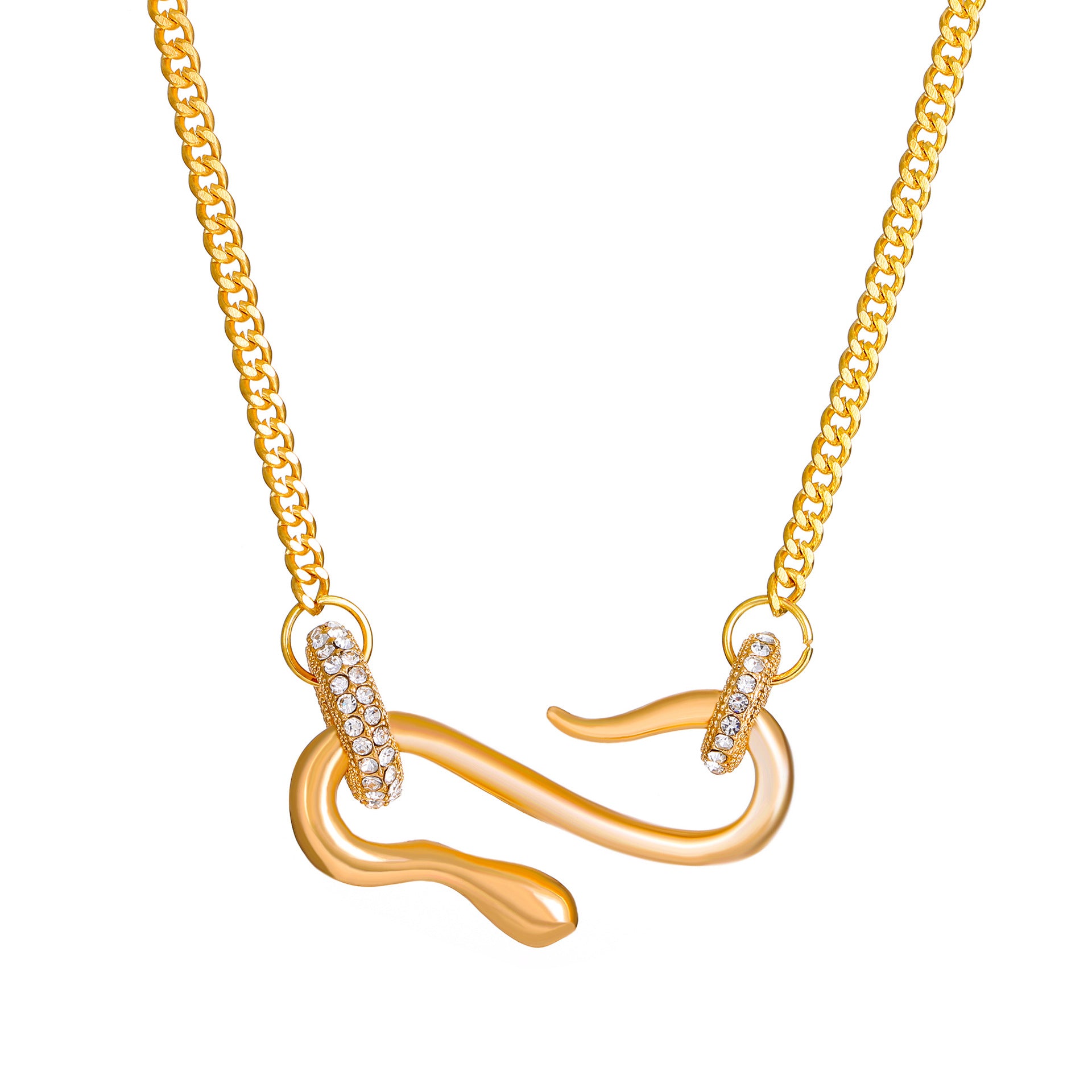 Wholesale Full Diamond Ring Spirit Snake Exaggerated Distinctive Niche Animal Necklace